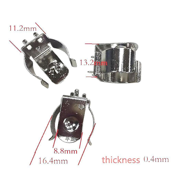 10x Batteri Positiv Negativ Kontakt Sprengstoff Batteri Klemme Klemme For 18650 Cr123a Batteri Fjærstål Tbh-18650-clip01