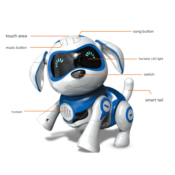 Fjärrstyrd Intelligent Robot Hund Elektrisk Trådlös Fjärrkontroll Leksak Sjungande Dansande Gående - Blå