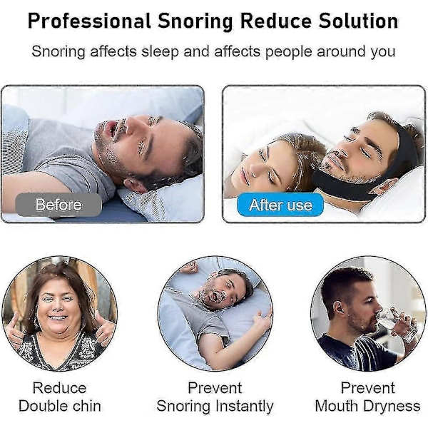 Anti-Snorking Kinnrem, Effektiv Kinnrem For Cpap-Brukere, Justerbar Kinnrem For Snorking Stopp Snorking