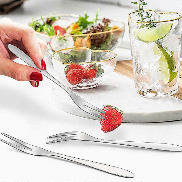 12 stk Dessertgafler, 5,1 tommer Rustfritt Stål Mini Salat Fruktgaffel Smaksgafler Gaffel