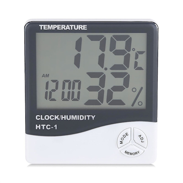 LCD Digital Inomhus Termometer Hygrometer med Väckarklocka - Temperatur Fuktighetsmätare