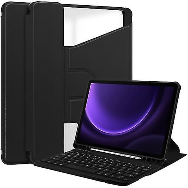 Transparent Smart Leatherfodral med tangentbord för Samsung Galaxy Tab S9 Fe 360-graders rotation