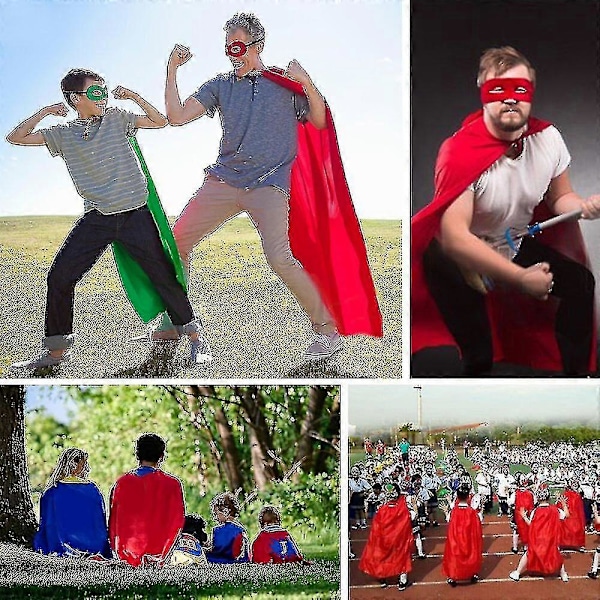 Voksen Superhelte Kappe Og Maske - Sort Voksen Kappe Superhelt Party Kappe