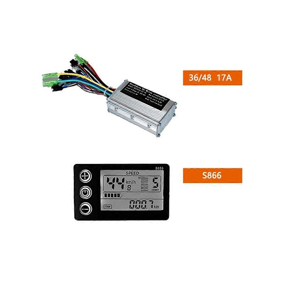 1 Sæt 36V 17A 250W/350W Motorstyring E-cykel Børsteløs Hastighedsregulator og S866 LCD-Skærm
