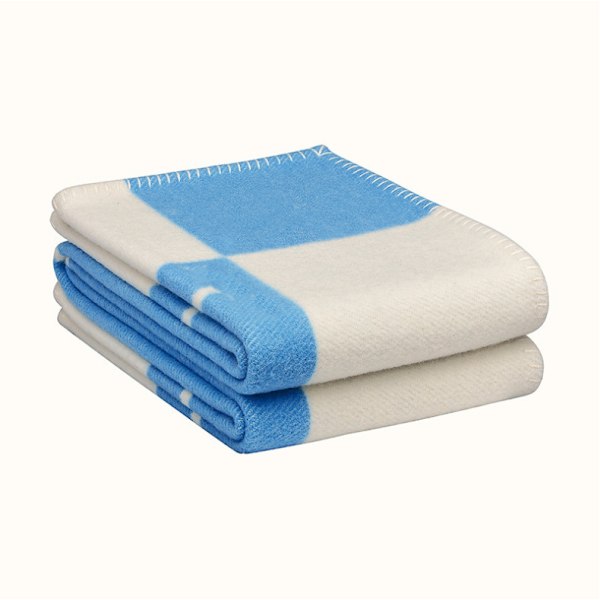 Check H Kæmpeblød Cashmere-blandingsplaid Bærbar krog 130x170 cm Blue