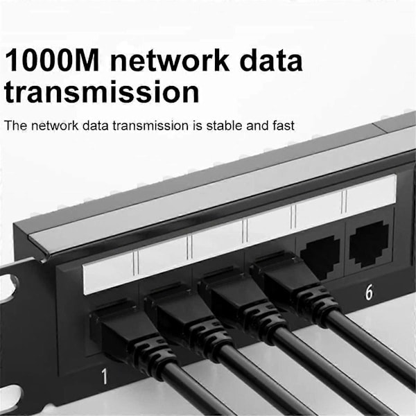 24-ports CAT6 UTP RJ45 Patch Panel 19 tommer 1U Kabelramme Frontplate Rackmontering 50U Gullbelagt, Rea
