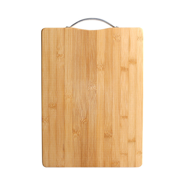 Köksskärbräda rektangulär bambu skärbräda med metallhängare kök frukt grönsaker kött mat 34*24*1.8CM