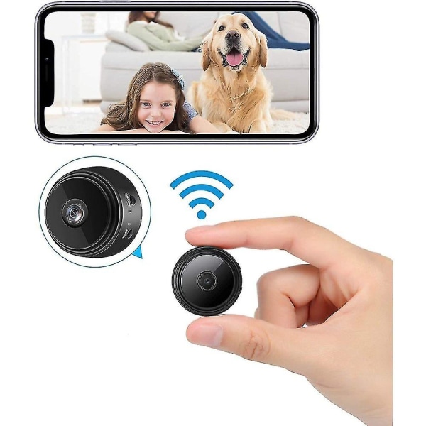 Mini Wifi skjulte kameraer, spionkamera med lyd og video live-feed Black