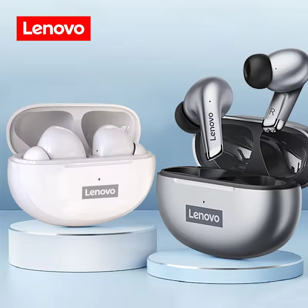 Lenovo LP5 Langattomat Bluetooth-kuulokkeet TWS Stereo Sisäkorva Urheilukäyttöön Vedenkestävät Kuulokkeet Mikrofonilla Kaikille Matkapuhelimille White