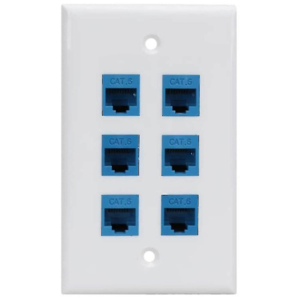 6 Ethernet Väggplatta 6 Portar, Ethernet Väggplatta Hona-Hona Avtagbar Med Cat7/6/6e/5/5e