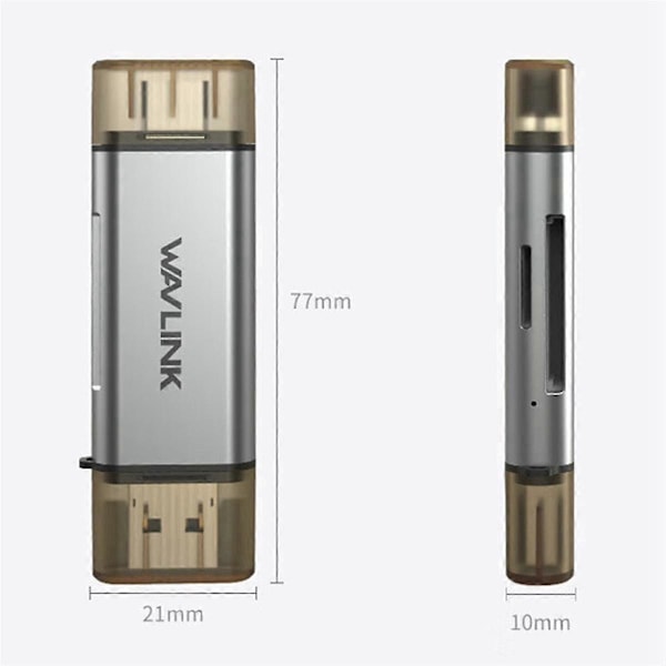 USB C & USB 3.0 Dobbel Kontakt SD-Kortleser Høyhastighets Micro-SD/TF-Kortadapter for PC, Nettbrett, Android OTG
