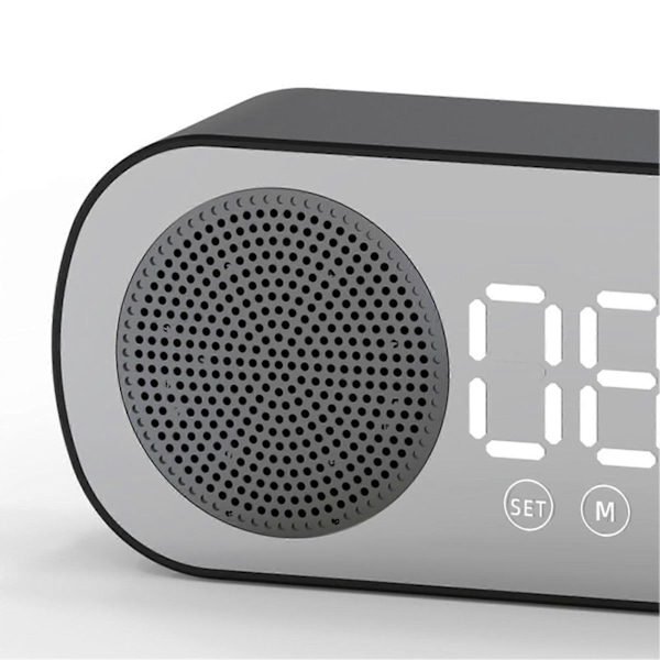 Bluetooth-högtalarklocka Multifunktionell Smart Digital Spegelväckarklocka för Hem Skola Kontor Engelsk Version Z7 Svart