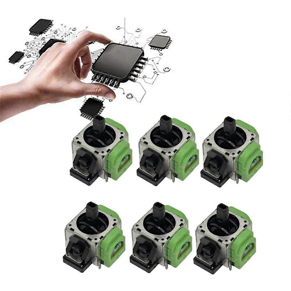 6 st Hall Elektromagnetisk Joystick Högprecisions Justerbar Elektromagnetisk IC Hall Tumspak 3D Analog Spak