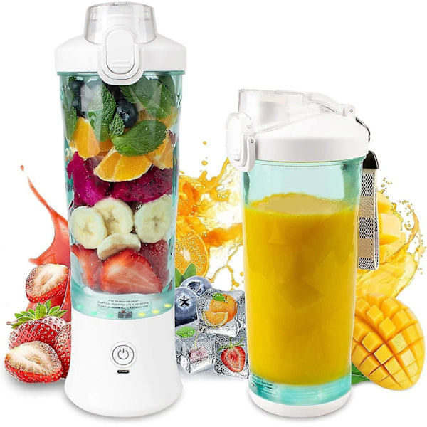 Smoothie Blender, Personlig Blender för Shakes och Smoothies med 6 Blad, 600ML Portabel Blender Uppladdningsbar USB med BPA-fri Blenderkopp och Lock