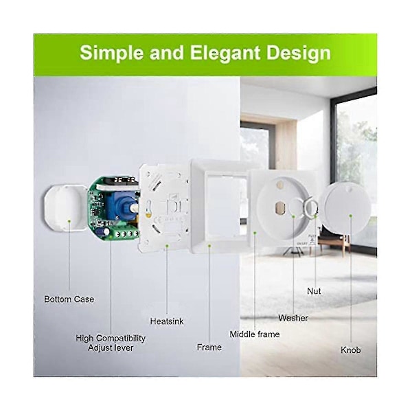 LED-dimmer S, F-montert dimmer for dimbare og halogenlamper, 5-300 W dimmer S LED, Ph