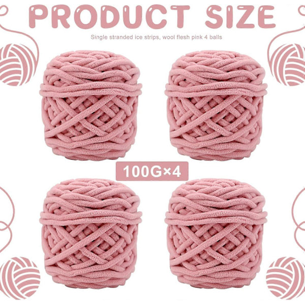 Stickgarn 4 x 100g Flerfärgat Stickgarn för Virkning, Mjukt Tjockt Garn, Köttfärgad