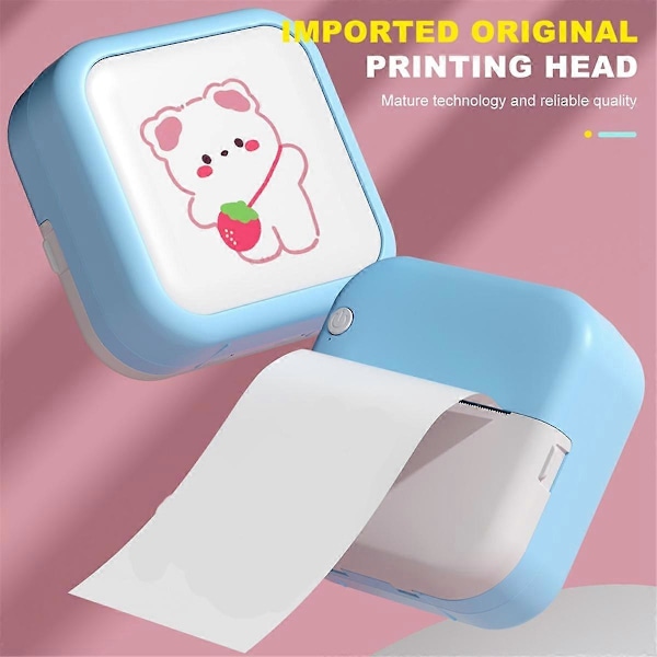 Bærbar Mini Lomme Printer Note Foto Etiket Memo Udskrivning Bluetooth Trådløs Blækfri Termisk Printer 200dpi Pink