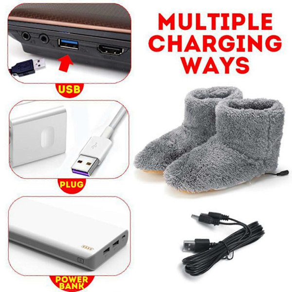 Talvi USB Lämmitettävät Jalkineet Sähkökengät Lämmitystyyny Pehmoiset Lämpimät Sähkötohvelit Jaloille Lämmitykseen