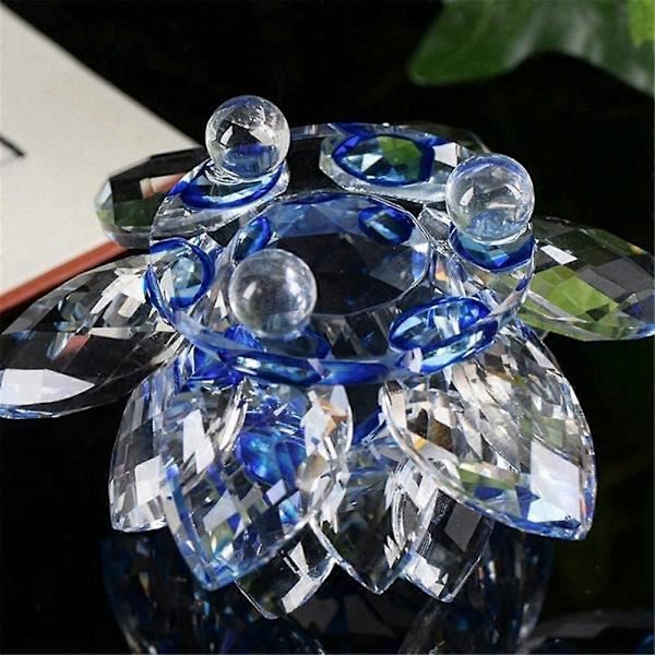 Blå Krystal Blomster Ornamenter Krystal Lotus Indretning Krystal Glas Lotus Ornamenter Creat