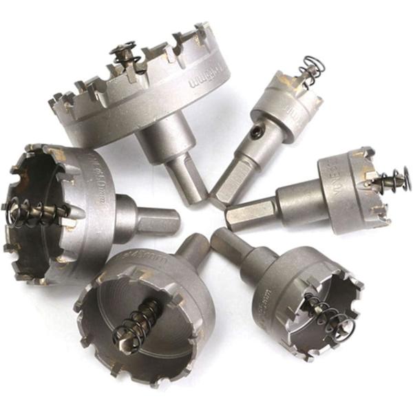 6 stk HSS TCT Kædesav Kernebor Bits Bor Bits Carbide Hulåbner, 22-65mm