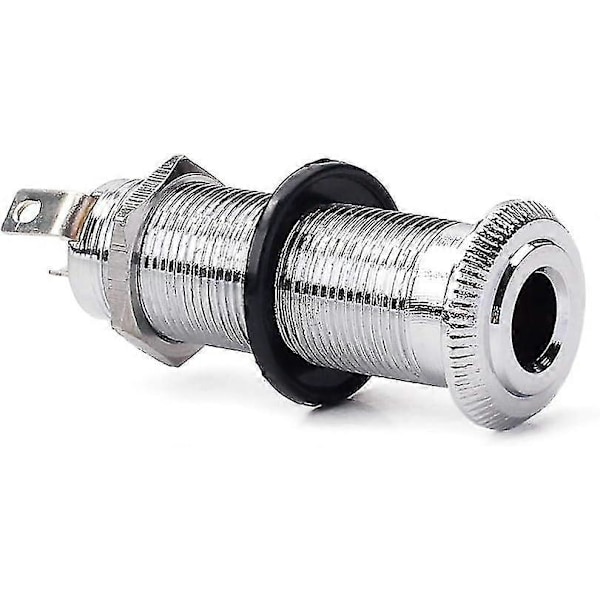Stereo Mono Jack Plugg for Akustisk Elektrisk Gitar Bass Krombelagt 6.35mm Gjenge