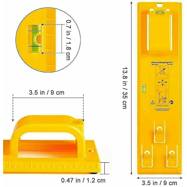 Rammeophæng Billede Væghængning Nemt Værktøj Fotoophængningssæt Vatterpas Lineal Dekoration