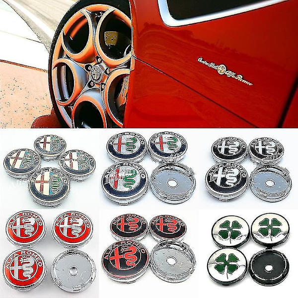 4 stk. 60mm Alfa Romeo Logo Deksel for Hjulnav for Alfa Romeo 4c 8c 147 155 156 159 166 Giulietta Stelvio Spider Gt osv.