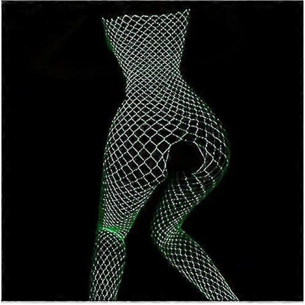 Glow In The Dark Fishnet Strumpbyxor, Kvinnliga Sexiga Fishnet Strumpbyxor Lågt Skurna Vita