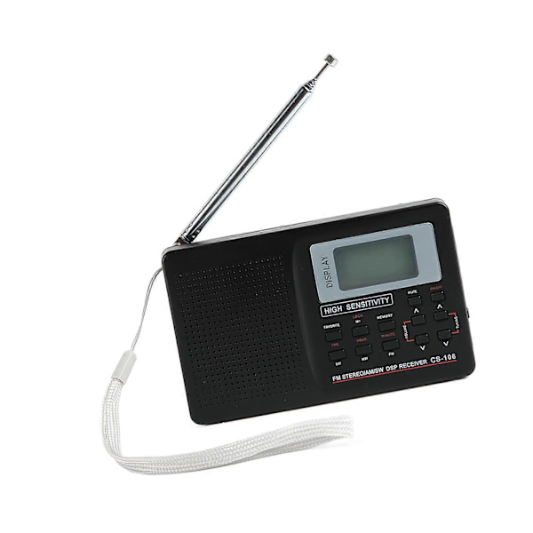 AM FM SW Radio med Hukommelsesfunktion, Lavt Strømforbrug, Baggrundsbelyste Taster, Bærbar Digital Radio med Fuldt Bånd og Vækkeur