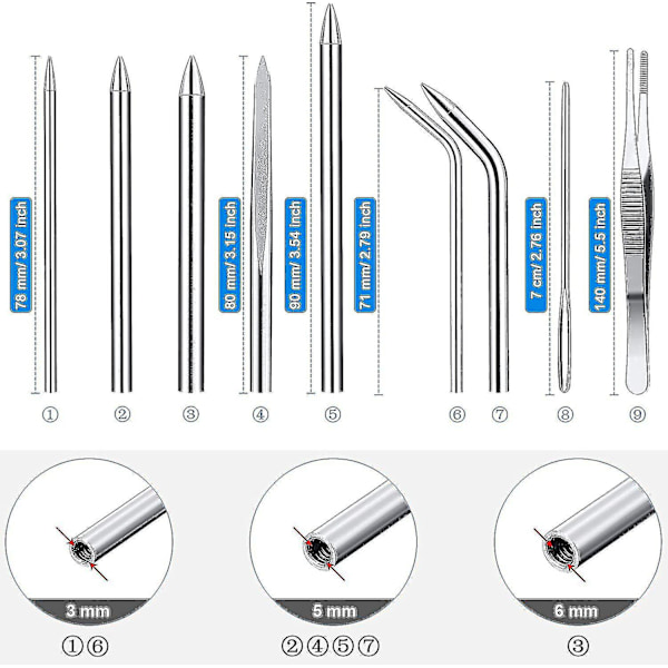 12-delt Parasnorrebånd-Strikke Marlin-Søm Sæt Udendørs Parasnorrebånd-Strikke Sæt Marlin-Søm Rustfrit Stål DIY Strikkenål