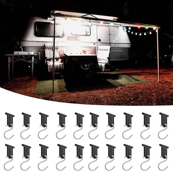 20 stk Camping Markise Kroge RV Markise Hængere Kroge RV Party Lys Hængere Julefest Rejse Tr