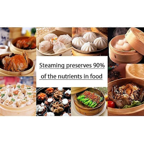 2-lags bambusdamper til køkkenet med dobbelt rustfrit stålbånd til asiatisk madlavning af boller og dumplings