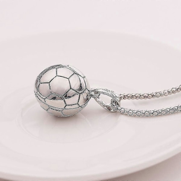 Sølv Vintage Antik Mænds Fodbold 22 tommer Vedhæng Halskæde Charm Kæde Med Sikker Hummerlås Spænde