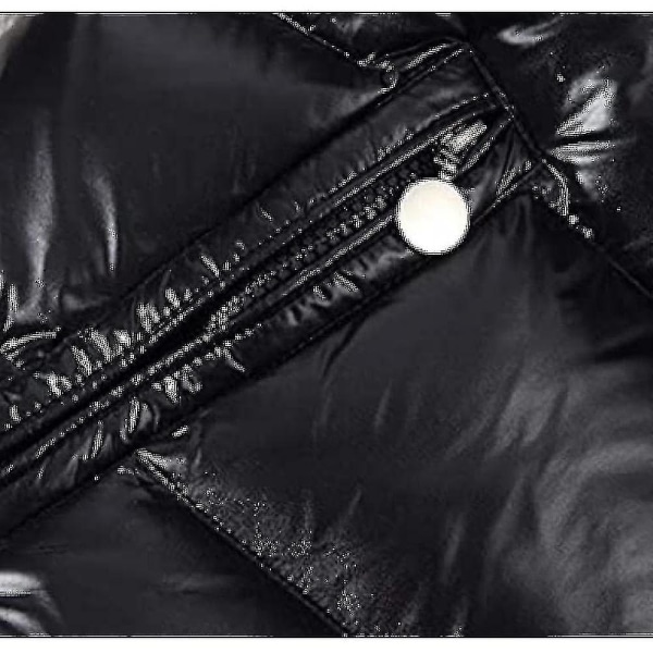 Skinnende dunjakke Vinterjakke for menn Ståkrage dunjakke med hette Black 3XL
