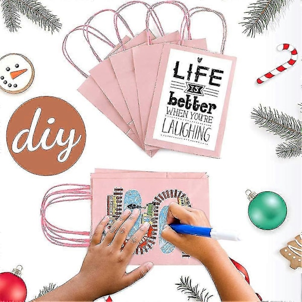 25 stycken Kraftpapperspåsar, Papperspåsar med Handtag, Presentpåsar, Naturligt Papper