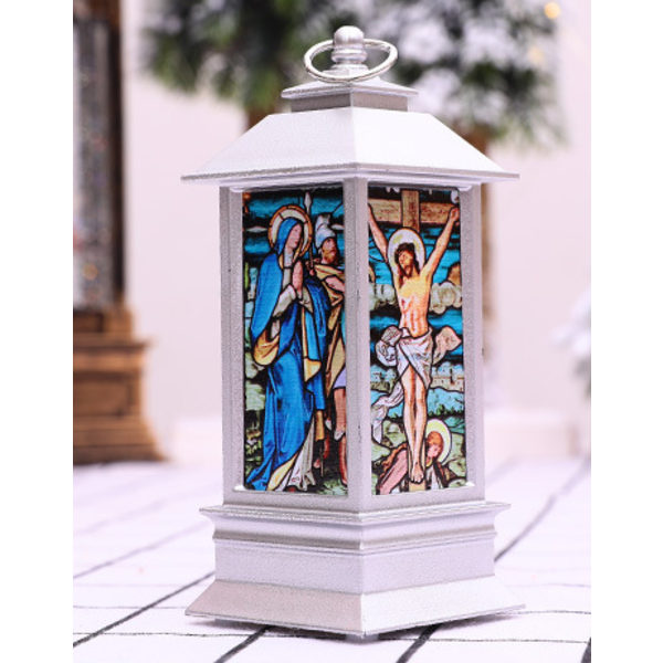 Christmas LED Light Jesus Religious Wind Lamp Christmas Party Home Bedroom Church Decoration New Year Gift Night Light Silver