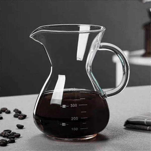 Glaskaffekande med filter, højtemperaturbestandig espressokande, graduerede skalaer, kaffeserver 600 ml