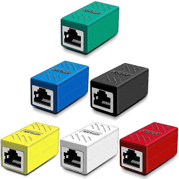 6 stk. Rj45 Kobling, netværkskobling, ethernet-stik, cat7/cat6/cat5e/cat5 Ethernet Kabel Forlænger Stik Skærmet In-line Kobling - Hun Til