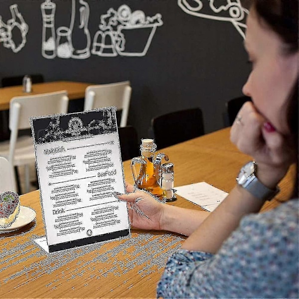 2 stk. Akryl Plakater, Skilt Holder, Display Plakatstillad, A5 L-Formet Klar Akryl Diskbords Plakatskilt Display Skrå
