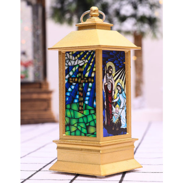 Christmas LED Light Jesus Religious Wind Lamp Christmas Party Home Bedroom Church Decoration New Year Gift Night Light Gold