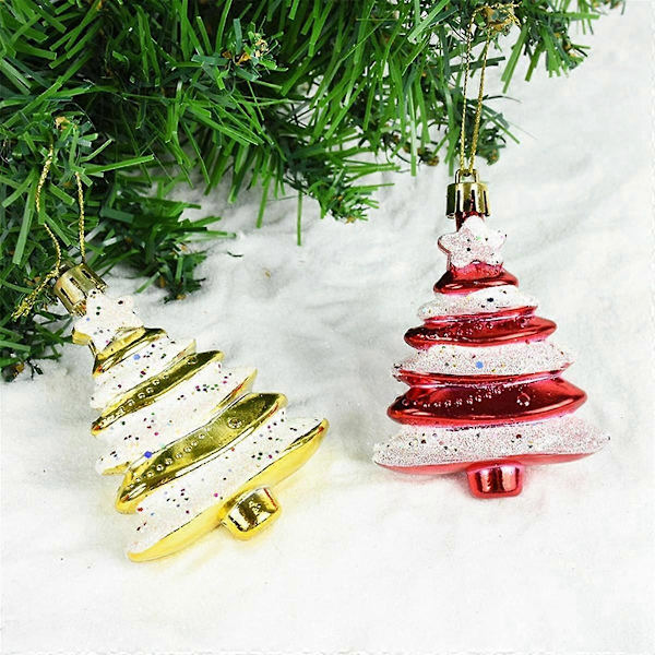 8x6cm 4-pakks Julekule Spesialformet Juletrepynt Gave Plastmalt Chr