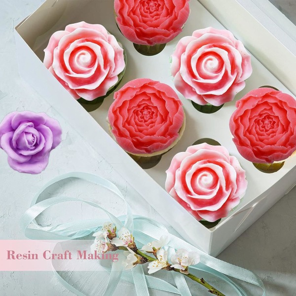 6 st 3D blomma molds set, Bloom Rose silikon 6Pcs A