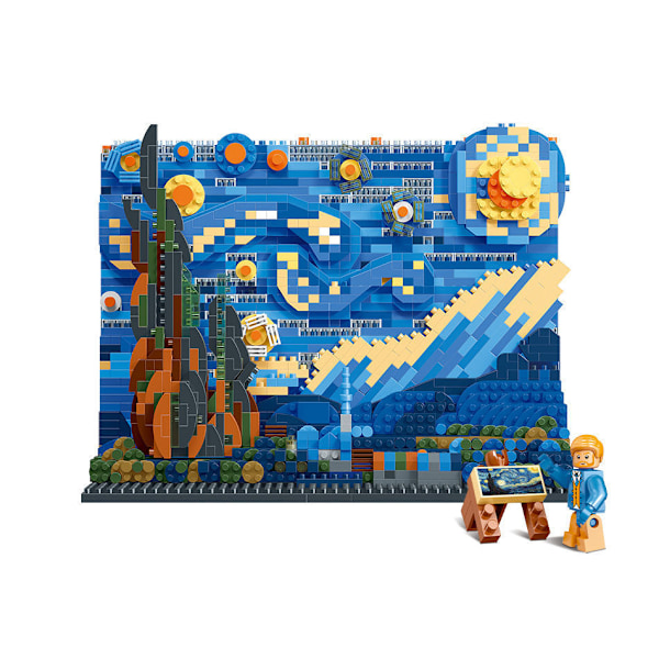 3D byggklossar \"Stjärnklara natten\" hemdekoration pedagogisk leksak för vuxna och barn från 6 år Starry night
