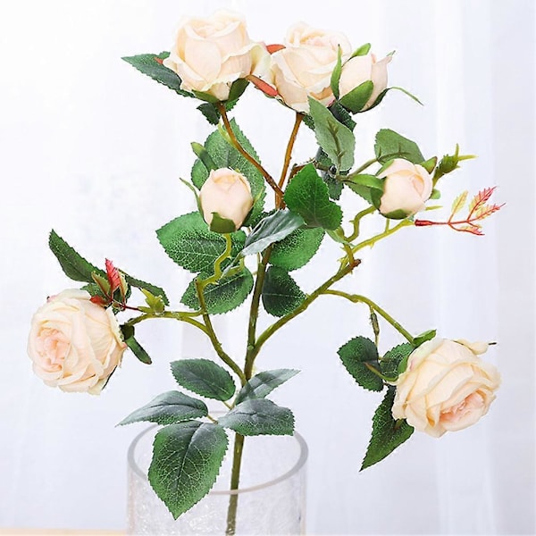 Efterårs 7 Hoveder Små Silke Roser Blad Kunstig Blomst DIY Bryllup Hjem Dekoration (Champagne)