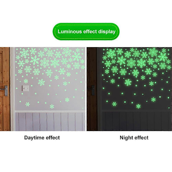 Julsnöflinga Dekal i Mörkret, Självhäftande PVC Väggdekaler, Lysande Dekaler för Vägg, Dörr, Fönster, Tak