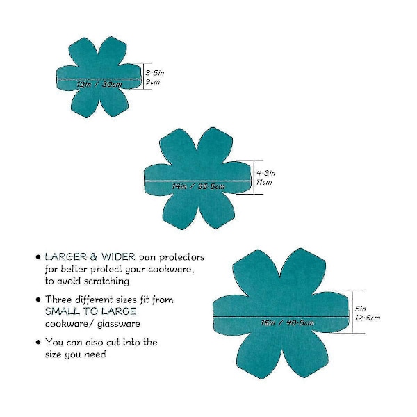 Kattilat ja pannut suojaavat, 12 kpl setti ja 3 eri kokoa, paksumpi huopa pannun suojapalat, suojaa keittiövälineitäsi