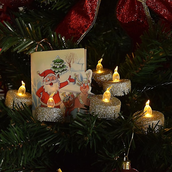 12 st Flameless LED-te ljus Batteridrivna Glitterljus Heminredning