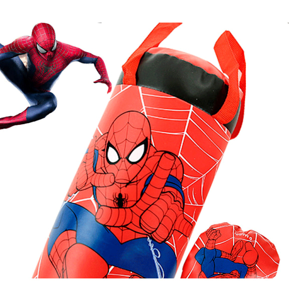 Spiderman Punching Bag til Børn, Punching Bag Legetøj med Boksehandsker og Justerbar Beslag, Fødselsdagsgave til Drenge i Alderen 4-9