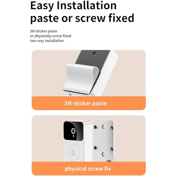 Smart Video Dörrklocka Heminterkom, Smart Trådlös Fjärrstyrd Videodörrklocka, Högdefinition Nattseende Wifi Laddning Stöldskydd Dörrklocka, Tvåvägs