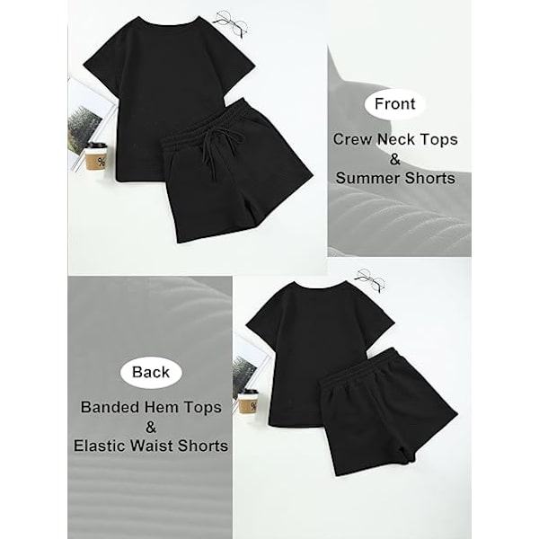 Damkläder Set för Hemmet, Sommar, Rund Hals, Kapärm, Topp och Byxor med Snörning, Casual Suit, Tvådelad Sportkläder med Fickor